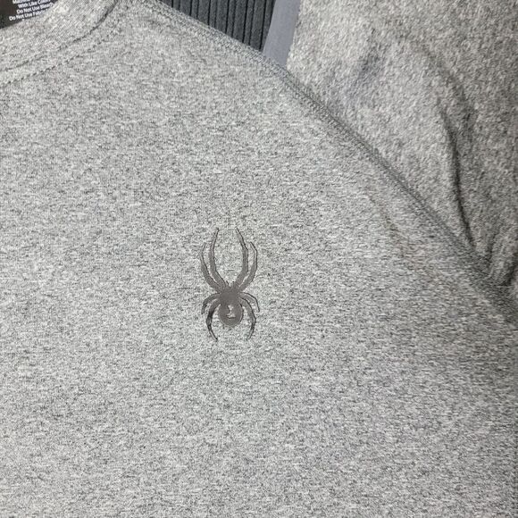 Spyder Proweb Mens Golf Sweater Size L Grey Black Crew Neck Fleece Long Sleeve - Picture 4 of 13